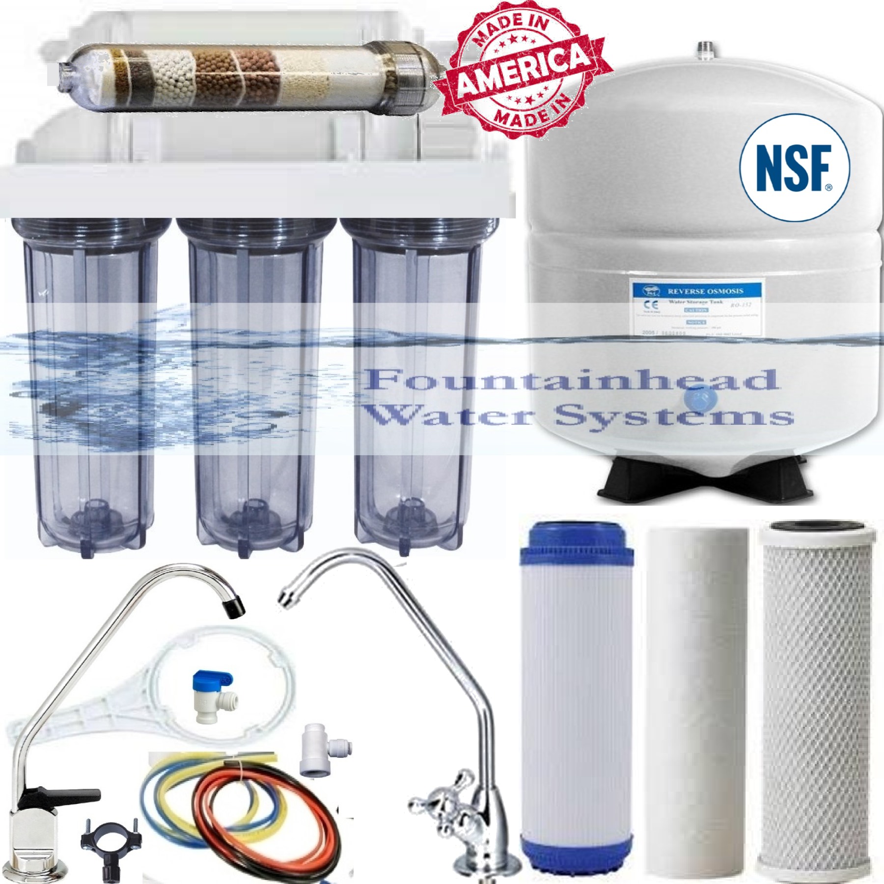 Clear Housings Alkaline Neg ORP Reverse Osmosis System
